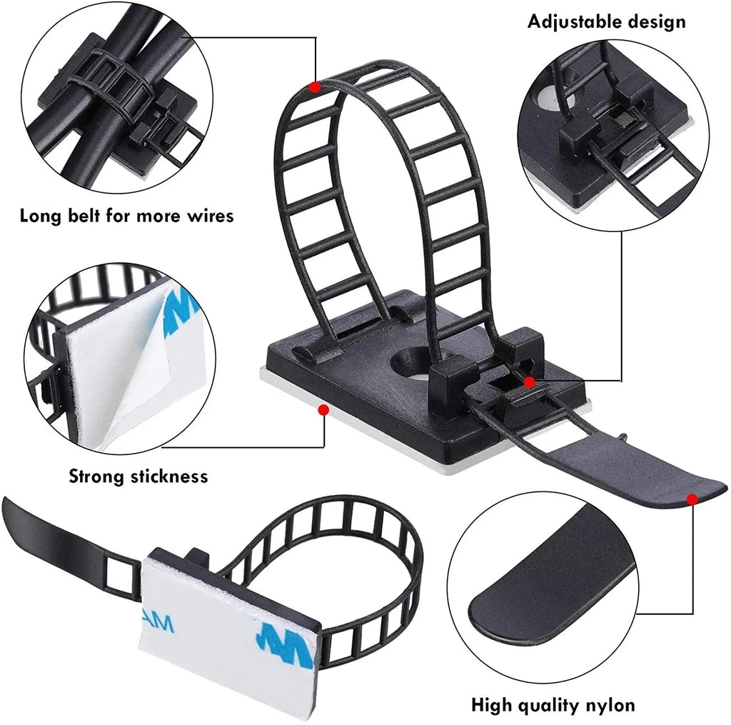 Desk Cable Management Set Self Adhesive Cable Clips Adjustable Cord Holder Headphone Stand USB Charger Protective Cover