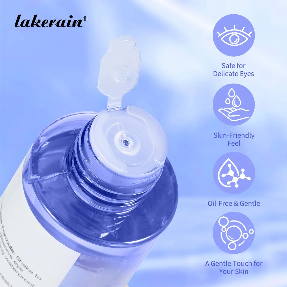 Lakerain Eye Makeup Remover 100ml Oil-Free Soothing Ingredients Gently Dissolves Eye Makeup No Stinging Safe for Sensitive Eyes