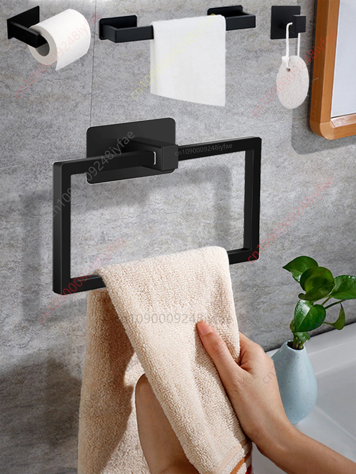 1-5PCS Towel Holder Bathroom Towel Bar Hanger Toilet Paper Holder Dispenser Wall Hooks Robe Key Hooks Hardware Accessories Set