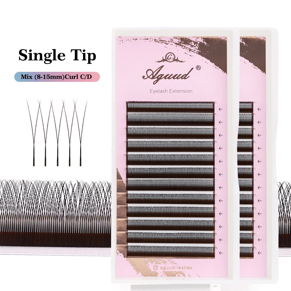 AGUUD Automatic Flowering 2D 3D 4D 5D W Shape Premade Fans Eyelash Extensions Natural Soft Individual Lashes Makeup Cilia