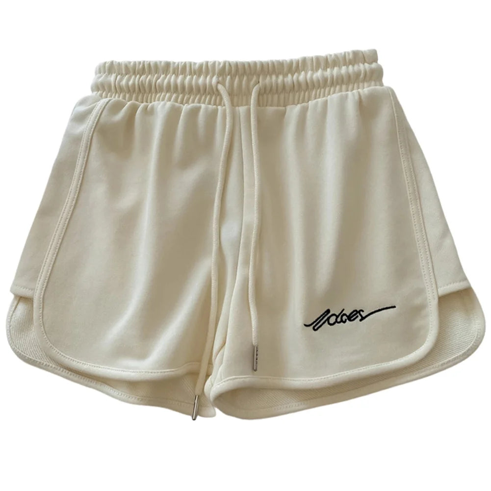 High-Waisted Elastic Women Sports Shorts for Running Fitness Casual Home Use Loose Fit Polyester Spandex Shorts