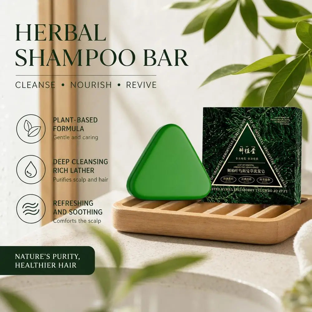 Usman Grass & Platycladus Shampoo&Bar Handmade Solid Soap Strengthens Root Anti Hair Loss Herbal Shampoo Soap Hair Growth