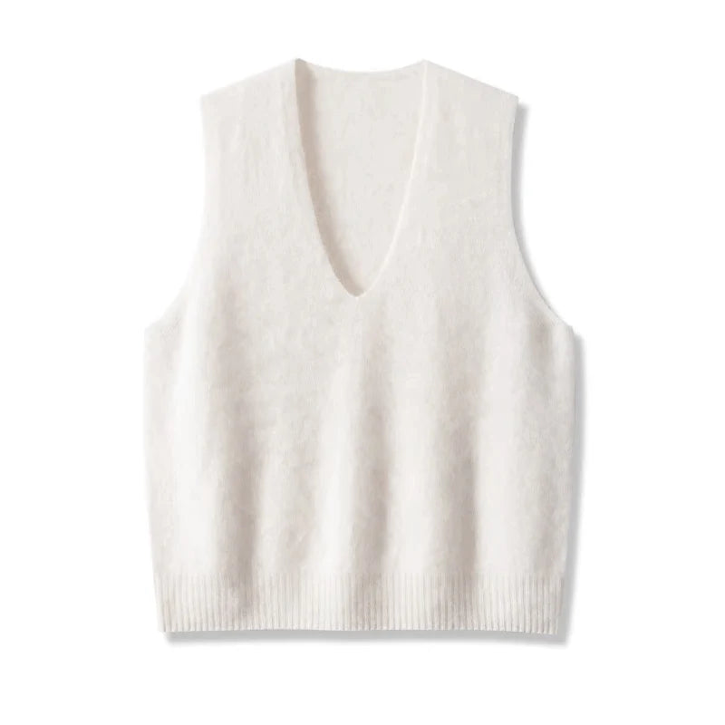 SuyaDream, Women Vests, Fleece Wool, V Neck, Chic Pullovers, 4.7%Cashmere 95.3%Wool, 2025 Fall Winter Sweaters, Tanks