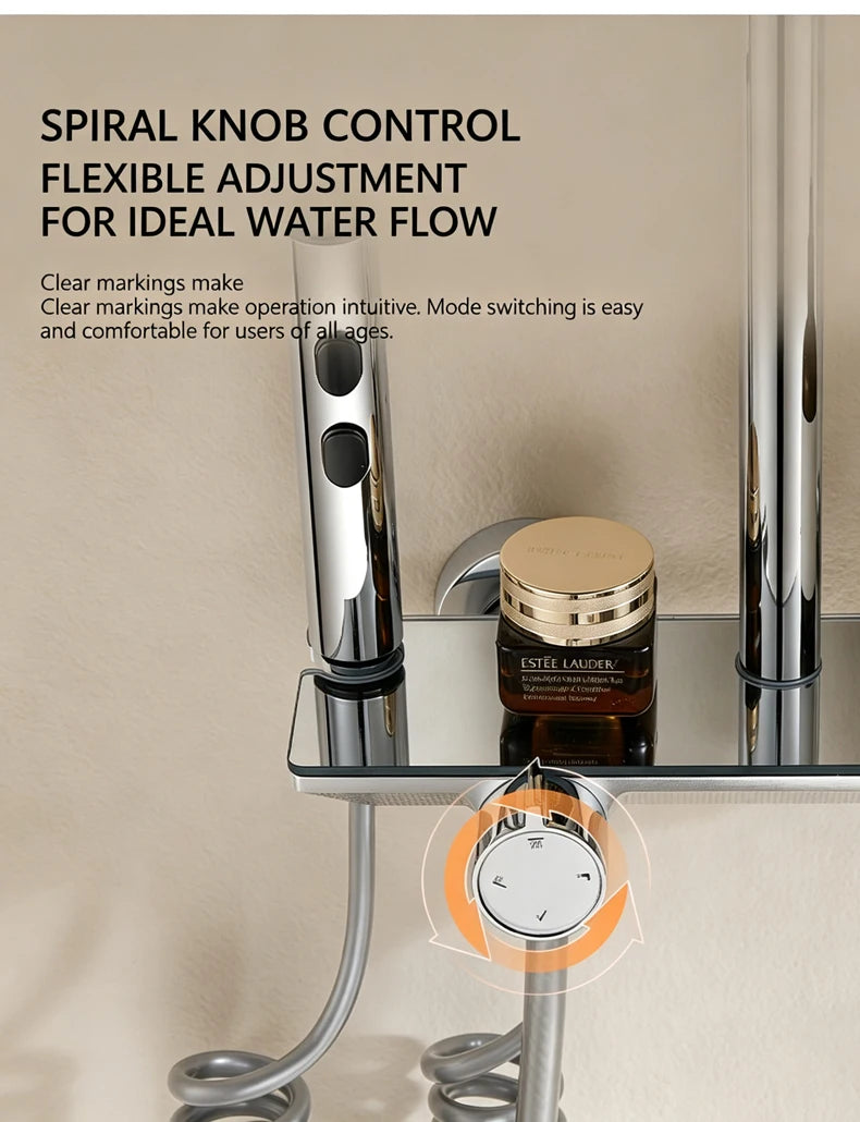Household Silver Bathroom Shower Set MultiFunction Gray Rainfall Showers Hot and Cold Water Bathtub Shower Faucet Set Hotel