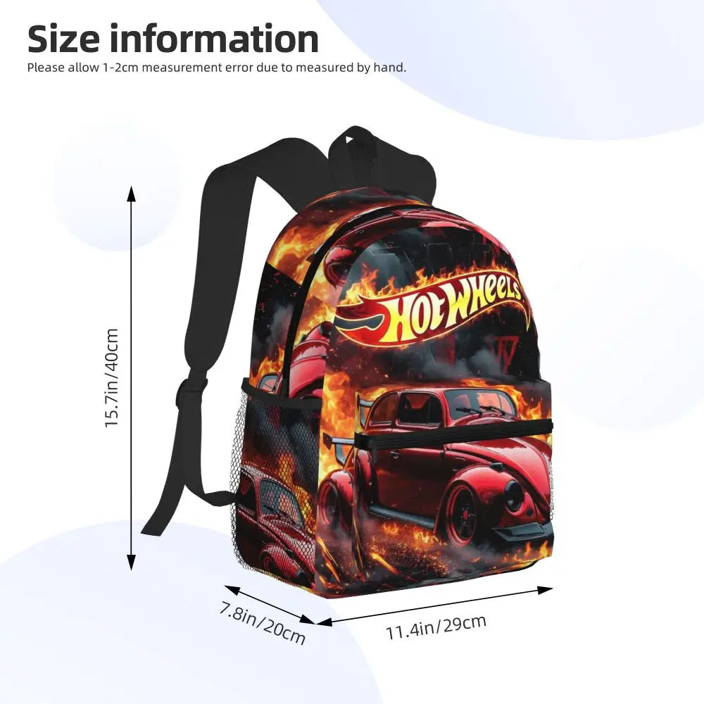 Hot Wheels Race Student Backpack School Bag Hiking Travel Daypack for Men Women Bookbag Shoulder Bags