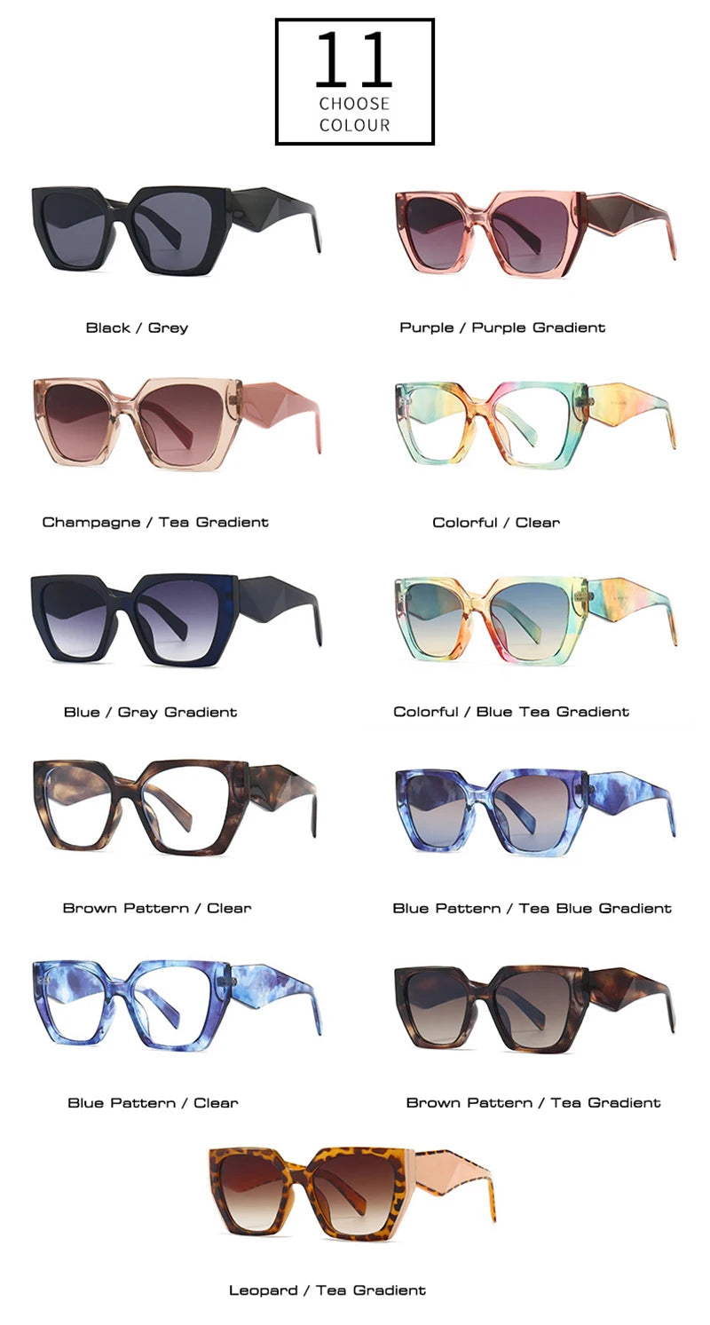 SHAUNA Retro Polygon Cat Eye Women Sunglasses Fashion Brand Designer Colorful Gradient Men Sun Glasses Shades UV400