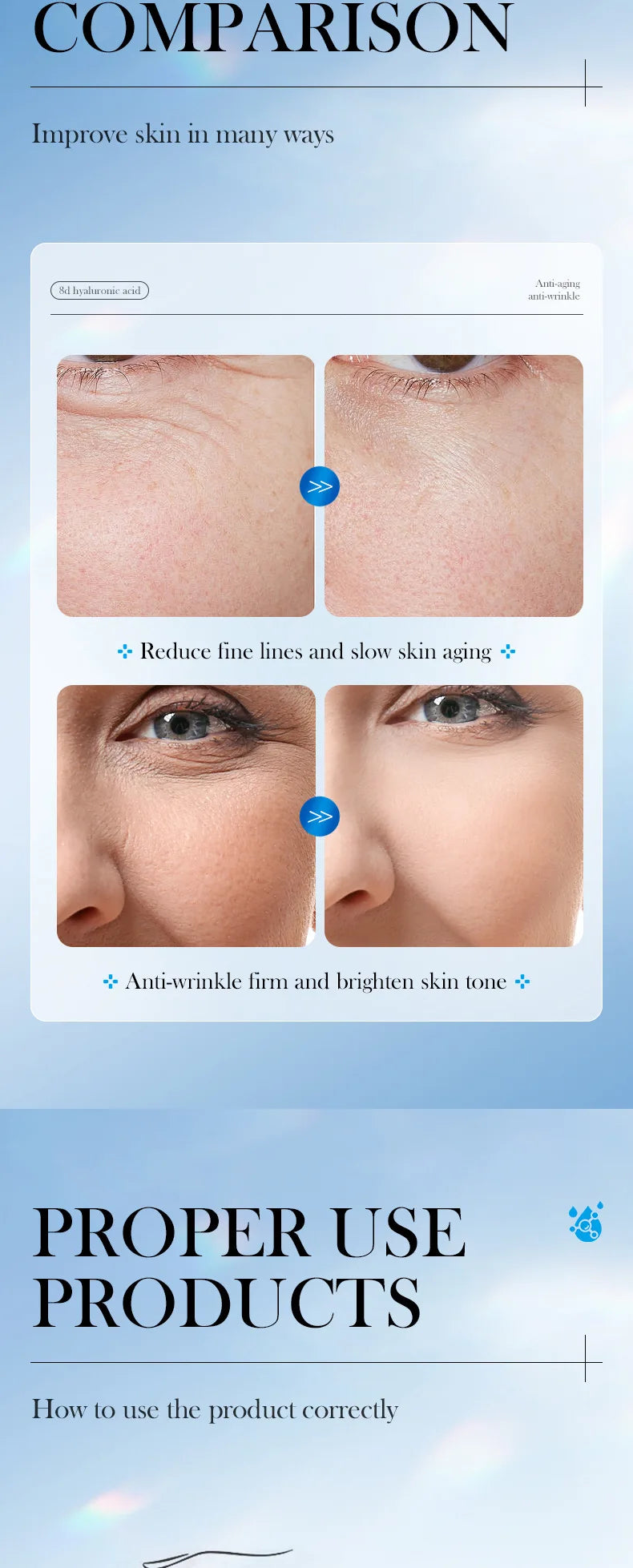 Hyaluronic Acid  Wrinkle Remover Essence Fade Fine Lines Face Serum Anti Aging Firming Lifting Whitening Korean Skin Care
