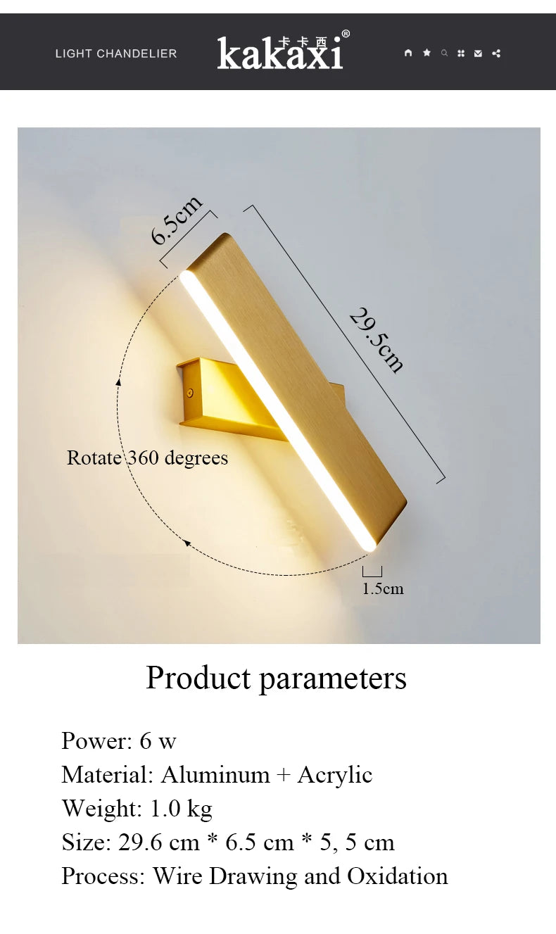 Led Indoor Wall Lamps Rotation Adjustable Modern Wall Sconce Stair Wall Light Fixture Hallway Bedroom Bedside led Wall Lamp
