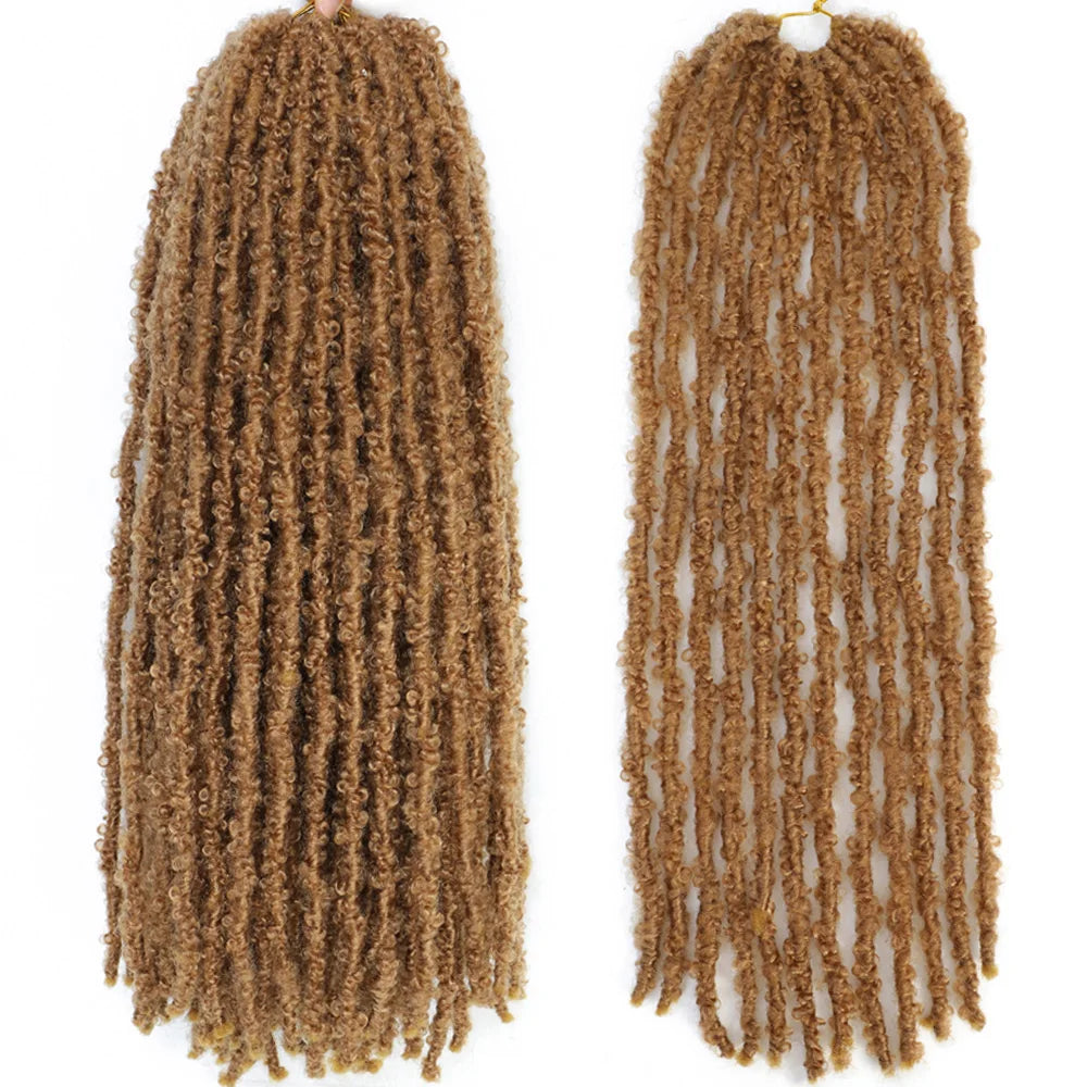 1- 6Packs Butterfly Locs Crochet Hair 36 24 18 14 12inch Pre Twisted Natural Black Distressed Faux Locs Crochet Braids for Women