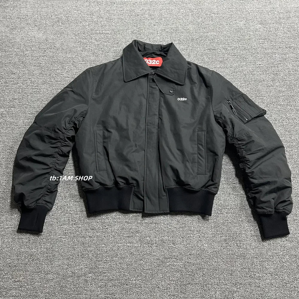 Black Multi-Pocket Bomber Jacket – Short Relaxed Fit