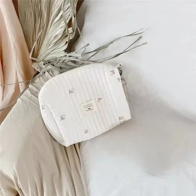 Korea Style Newborn Baby Care Diaper Mummy Shoulder Bag Embroidery Quilted Stroller Diaper Storage Organizer Large Handbags