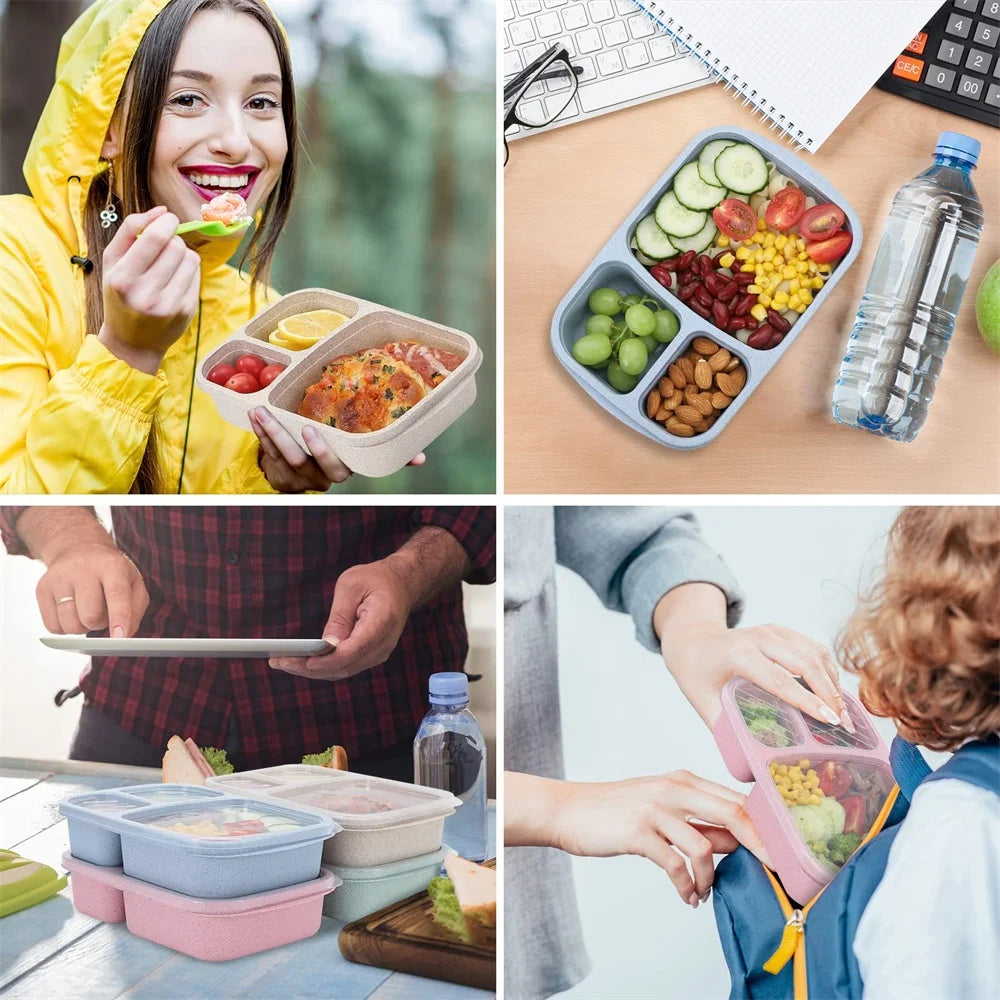 Separate Lunch Box Portable Bento Box Lunchbox Leakproof Food Container Microwave Oven Dinnerware for Kids School Adult Office