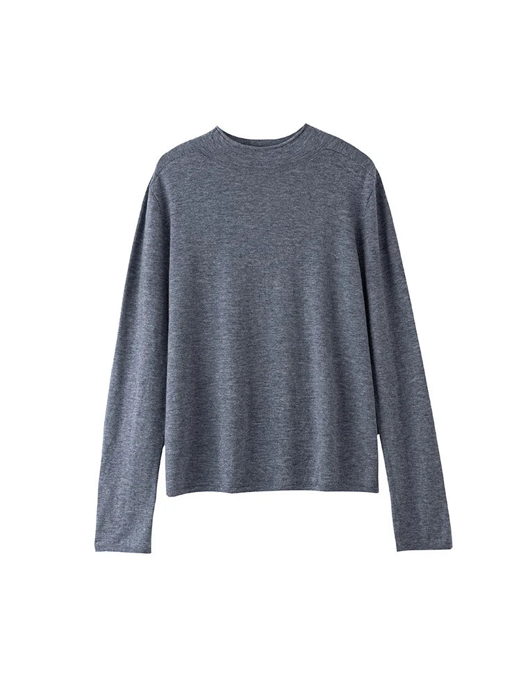 SuyaDream, Women Wool Pullovers, 5%Cashmere 92%Wool, Soft Cozy Sweaters, 2025 Fall Winter Basic Solid Knit Top