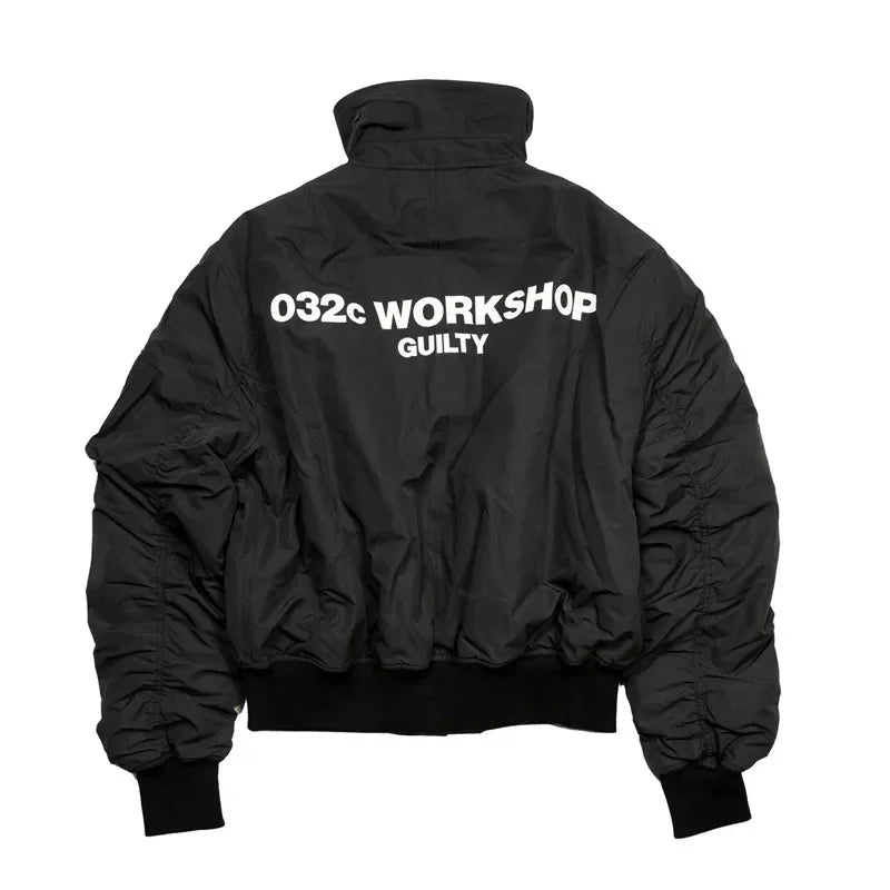 Black Multi-Pocket Bomber Jacket – Short Relaxed Fit