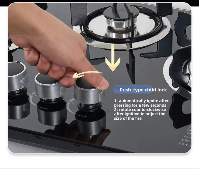 Built-in Cooktops Tempered Glass Top  3 Burner Gas Stove