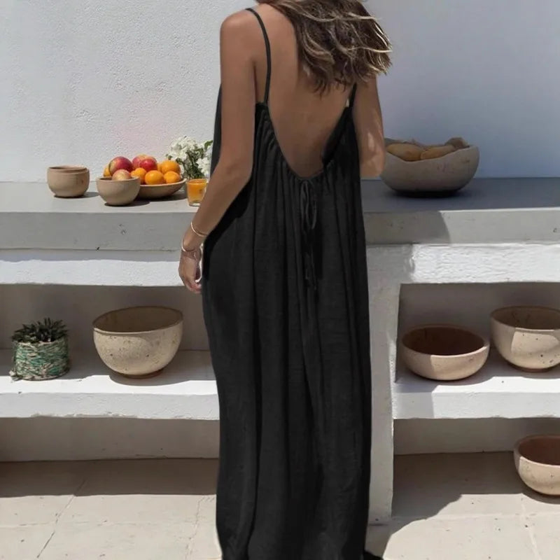 Women's Sleeveless Halter Maxi Dress