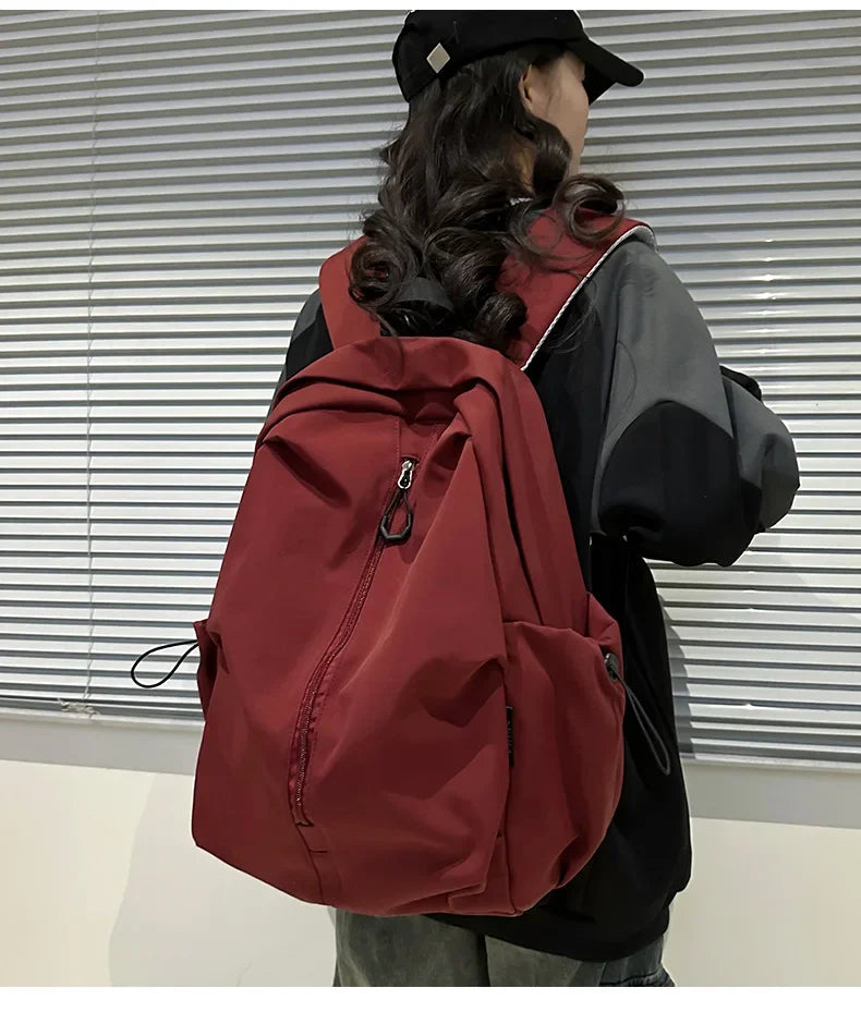 15.6 Inch Nylon Waterproof College Backpack Large Capacity Travel Unisex Laptop Backpacks Simple Design School Bag for Teenagers