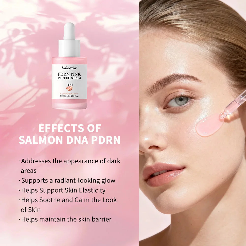 Lakerain Salmon DNA PDRN Pink Peptide Serum Smooth Face Skin Pink Glow Essence Moisturizing Hydrating Korean Skincare Product