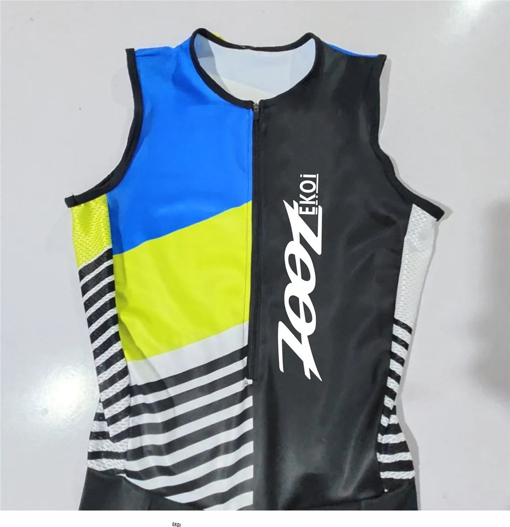 Zootekoi Women's Triathlon Short Sleeve Skinsuit Bike Mtb Clothing Body Swimming Suit Jumpsuit Maillot Roupa Running Clothes