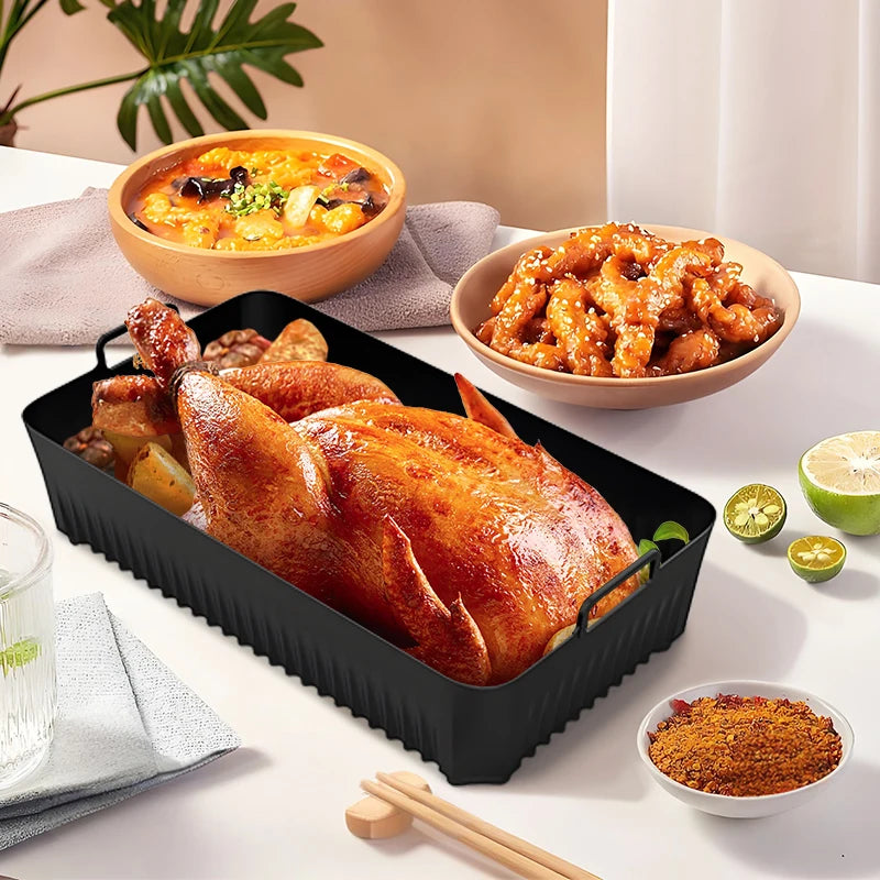 Silicone Air Fryer Liner for NinjaAF500 Non Stick Heat Resistant Easy to Clean Cooking Accessory Air Fryer Basket Air Frying Pan