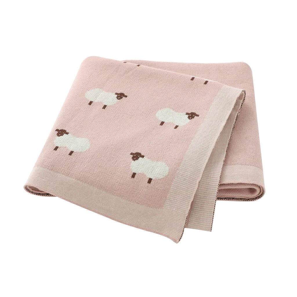 Baby Blanket 100%Cotton Knitted Infant Girl Boy Bedding Quilt 100*80CM Newborn Stroller Swaddling Fashion Cute Sheep Plaids Warm