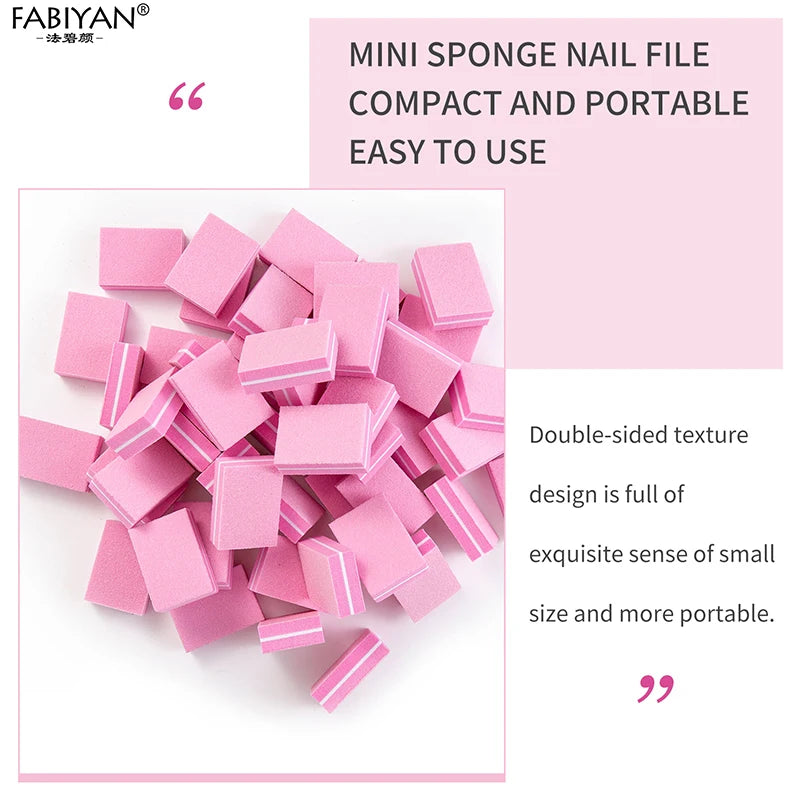 50Pcs/pack Mini Sponge Nail Buffer Block Double Sided Texture Nail File Buffers For Nail Pre-processing Polish Nails Accessories