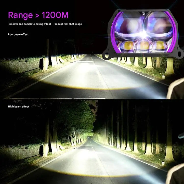 New 3 Inch Square Bi LED Projector Headlight with Halo Five Lens 4 Low 10 High Laser Dual Fan Cooling Car LED Headlamp Retrofit