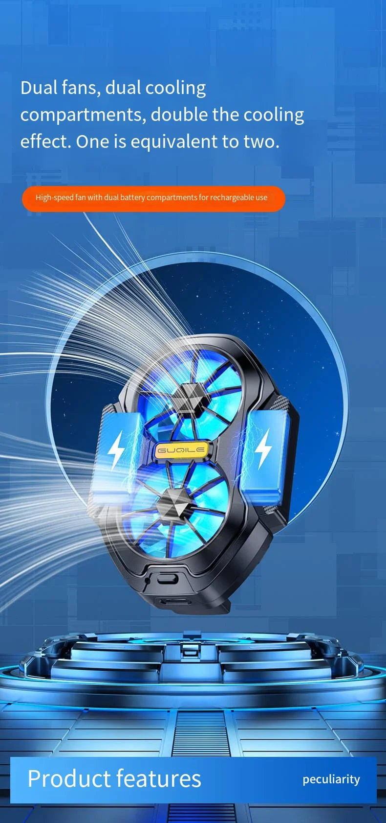 2025 New FS01 Dual - Fan Mobile Phone Cooler, Cools Down In 10 Seconds + Wireless Battery Life,  Relieves Heat  For Your Phone