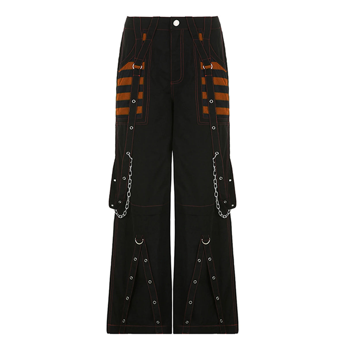 Women's Striped Cargo Jeans with Pockets