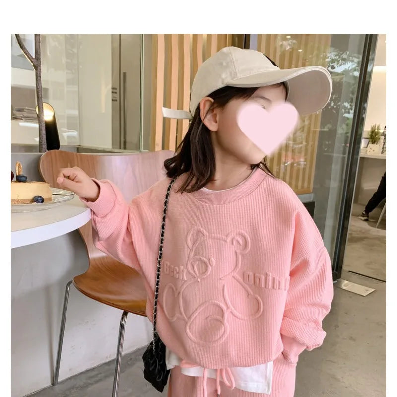 2026 Spring Children's Spring Clothes Round Neck Long Sleeve Sweater Boys and Girls Trendy Baby Stylish Children's Clothing 2PCS