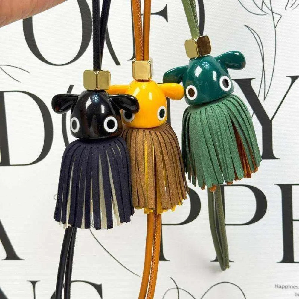 Luxury Genuine Leather Octopus Fringe Tassel Bag Charm for Designer Tote Unique Suede Pendant Keychain Women Gift Handbag Decor