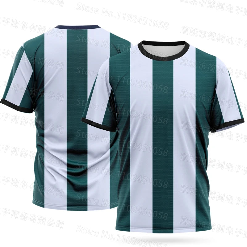 Summer Men Competition Team T-Shirts Fashion Striped Sports Shirt  Children Top Adult Women Tees Fitness Running Clothes