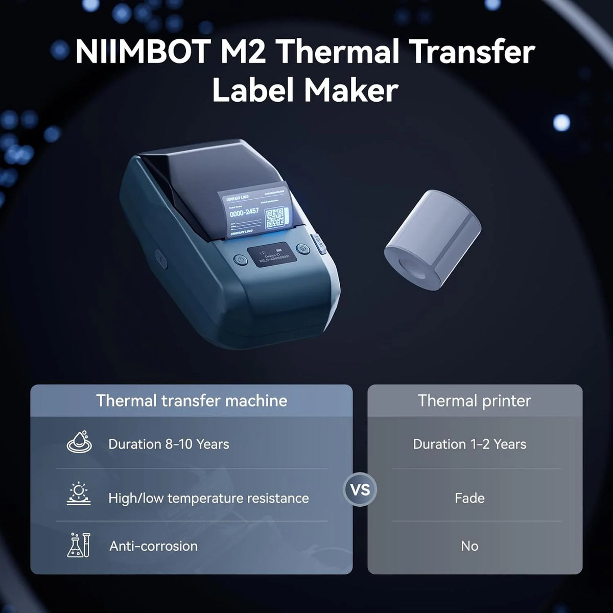 M2 Niimbot Portable Thermal Transfer Label Printer Multi-function Sticker Label Maker Machine for Office Clothes Tag Power Cable