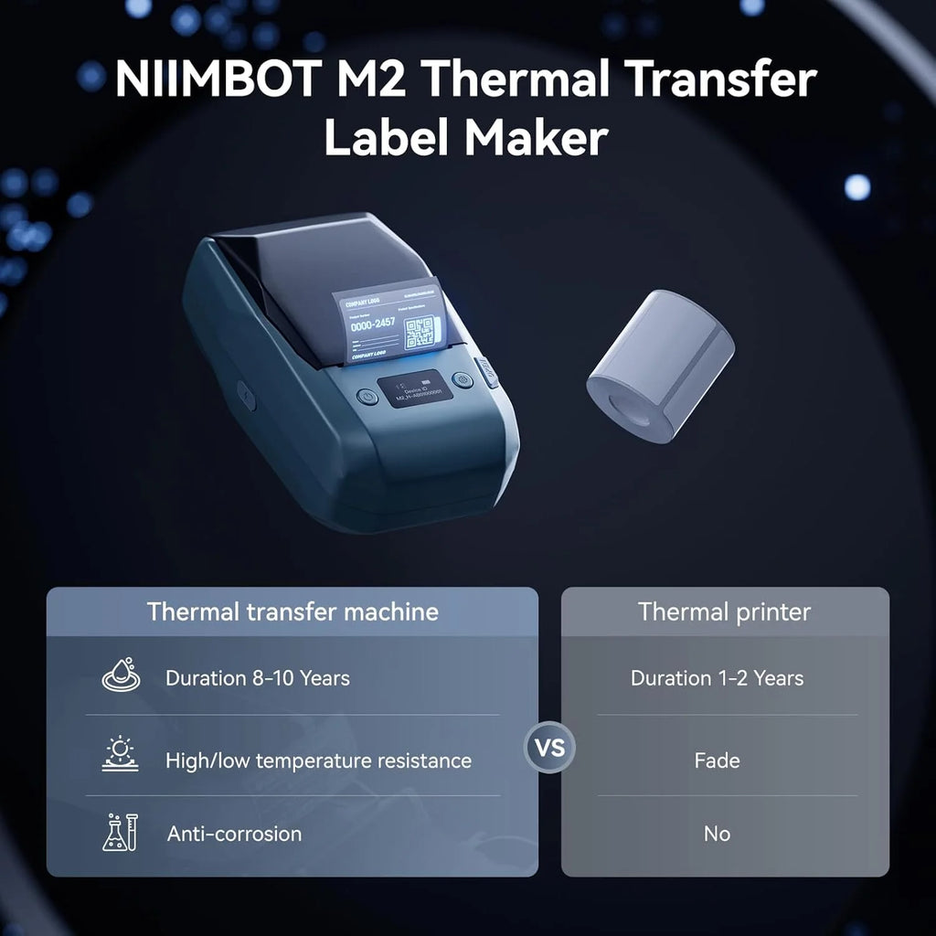 M2 Niimbot Portable Thermal Transfer Label Printer Multi-function Sticker Label Maker Machine for Office Clothes Tag Power Cable