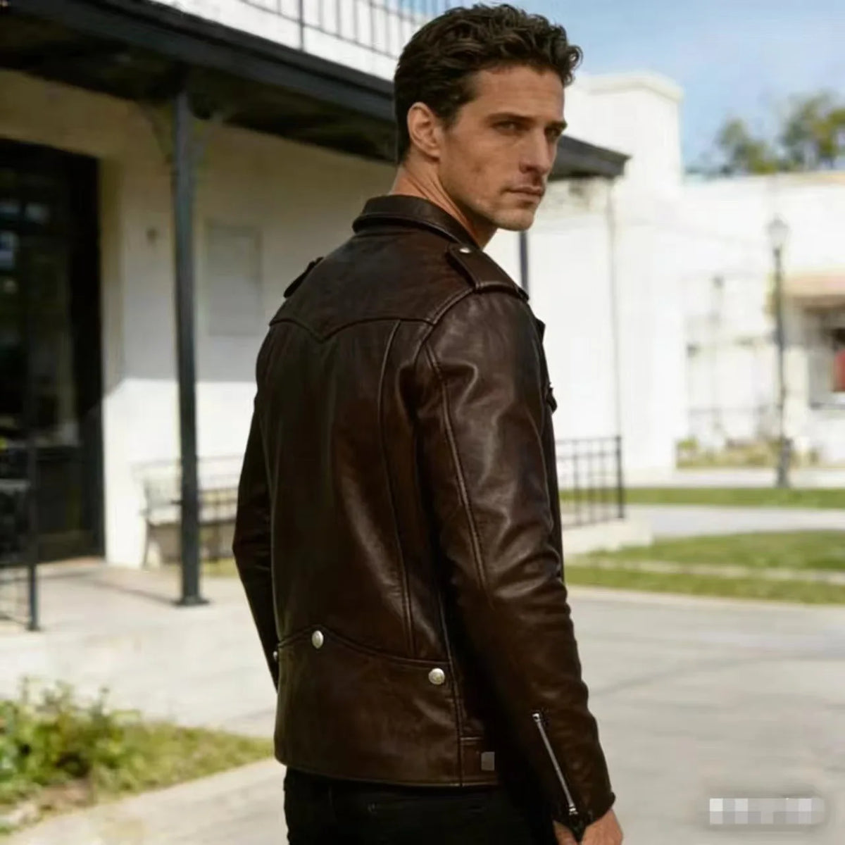 New Fashion Autumn Winter Men Solid Color Long Sleeve Zipper Slim Simple Trendy Faux Leather Coats Male Streetwear Top Clothes
