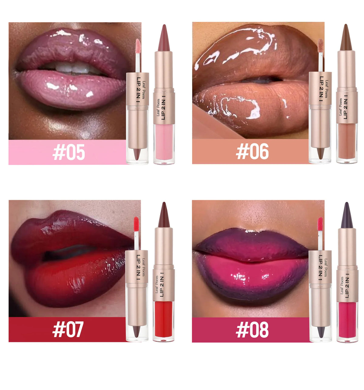Brown Matte Lip Liner Lipstick Pencil Outlines Lip Contours 2-in-1 Mirror Glass Nude Brown Lip Gloss Makeup Waterproof Non Stick