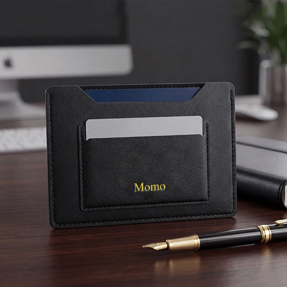 Customized Name Passport Folder Card Holder Leather Travel Ticket Folder Passport Bag Identification Pure Color Passport Cover
