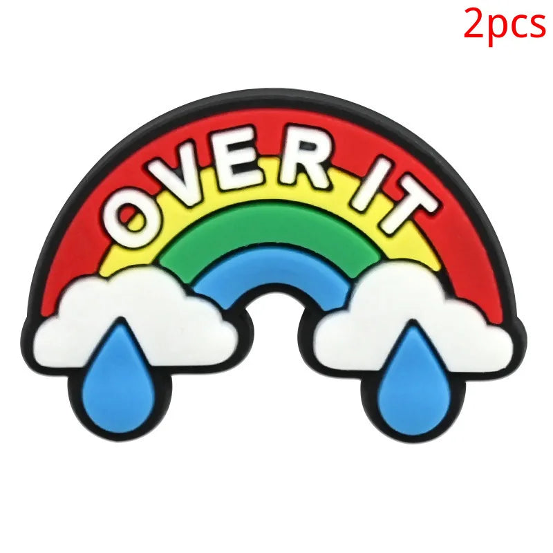 New rainbow shoe charm hole shoe accessories DIY shoe accessories PVC soft rubber shoe buckle jewelry spot wholesale