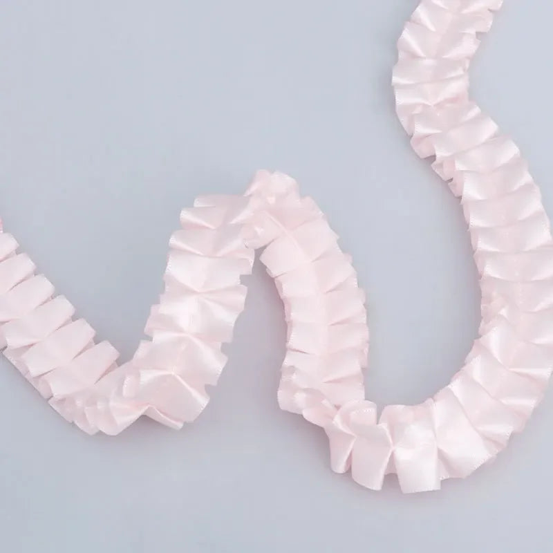 DIY Handmade Lolita Bag Accessories 2.5cm Width Polyester Ribbon with Pleated Ruffle Edge Lolita Decorative Clothes Hats Bags 1M