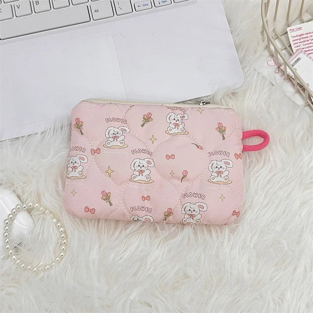 Women Mini Makeup Handbags Wallet Pouch Bag Cute Cartoon Small Travel Cosmetic Lipstick Earphone Card Portable Storage Bag Purse
