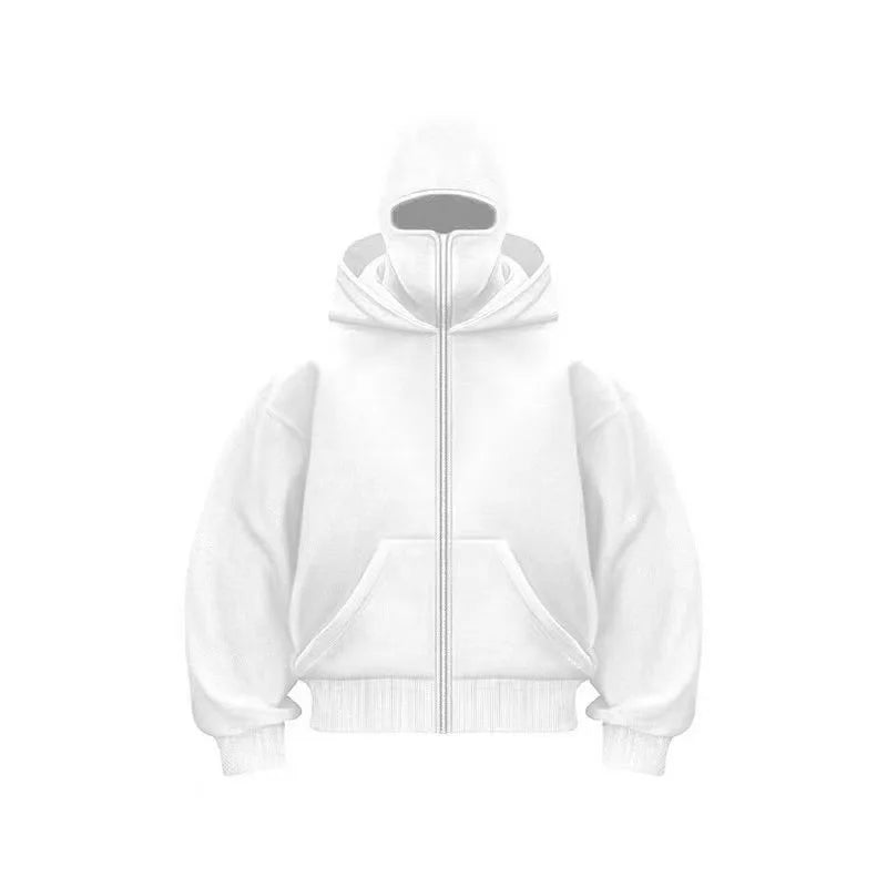 2025 Men's and Women's Balaclava Y2K Gothic Harajuku Winter Fashion Double Hooded Sportswear Men's Hooded Mask Zipper Sportswear