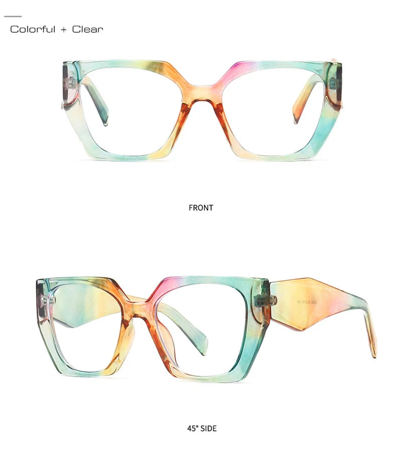 SHAUNA Retro Polygon Cat Eye Women Sunglasses Fashion Brand Designer Colorful Gradient Men Sun Glasses Shades UV400