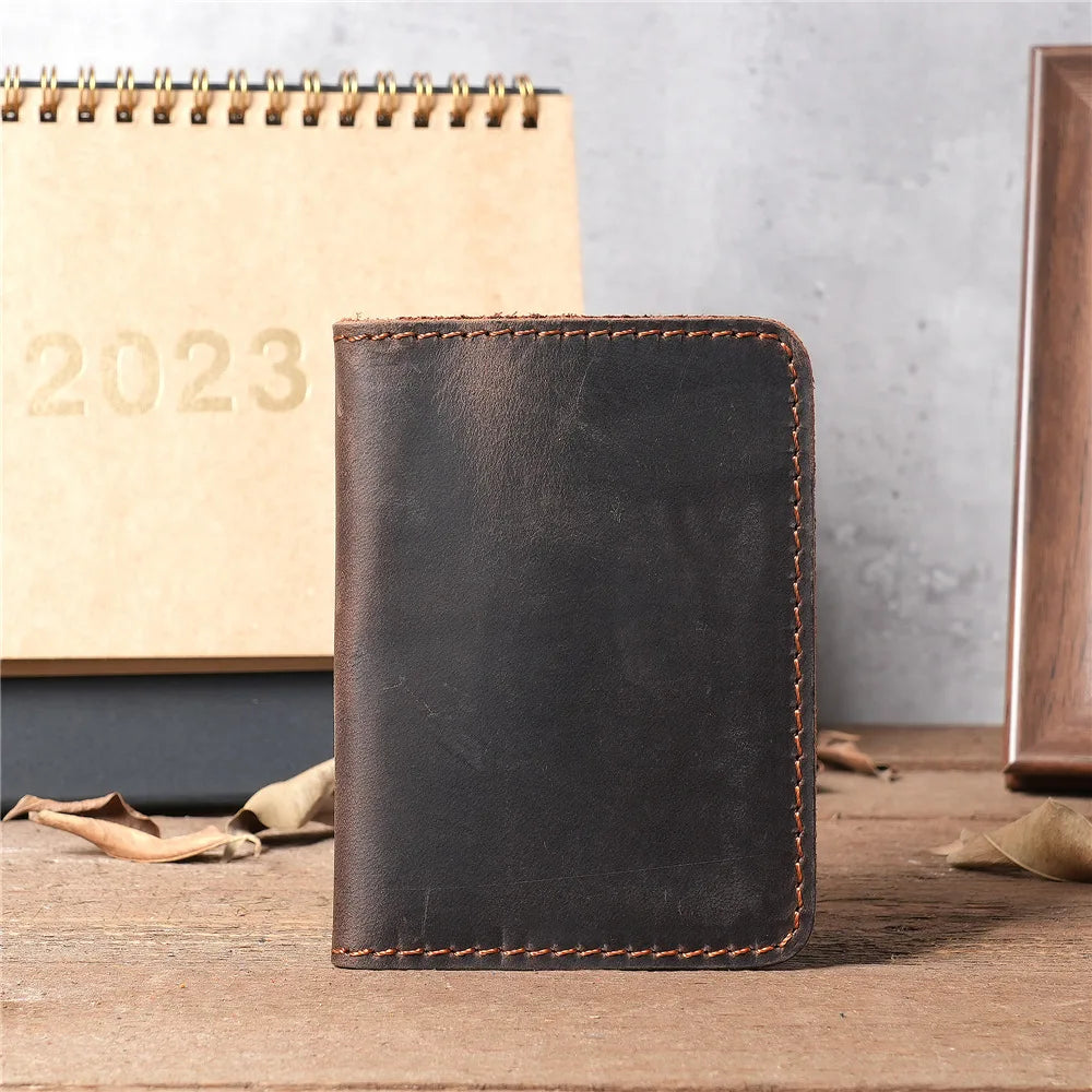 Unisex Genuine Leather Rfid Credit Card Holder Wallet for Women Vintage Small Slim Bifold Men Multi Card Holder Case Purse