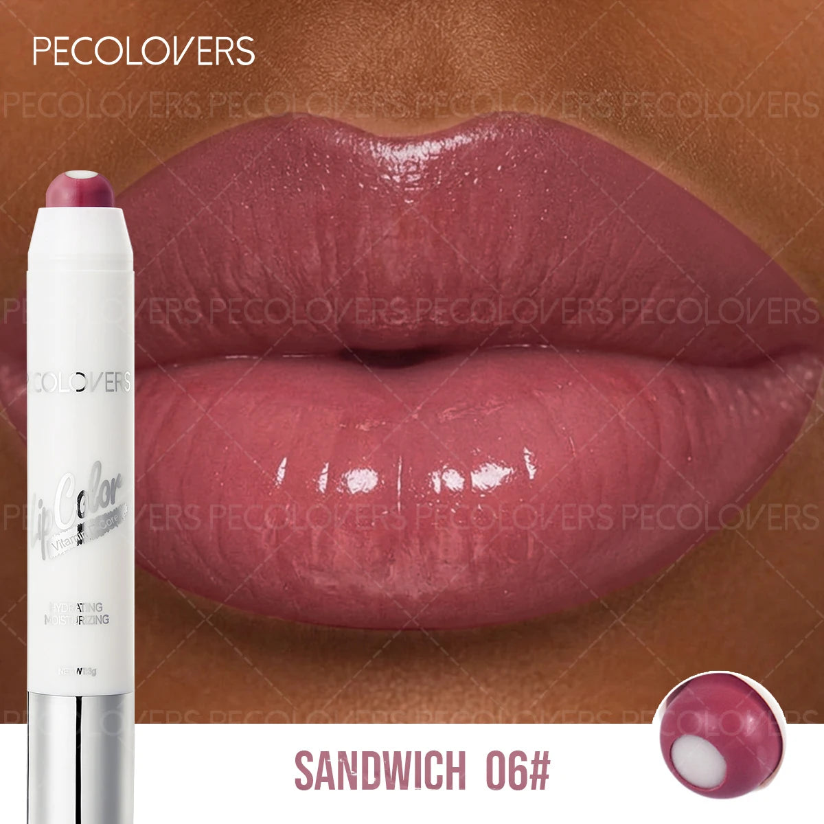 1 Pcs Hydrating Lip Gloss Pen, Pink coral color Chocolate Brown, Glass Lip Effect, Transfer-Proof Moisturizing All Skin Types