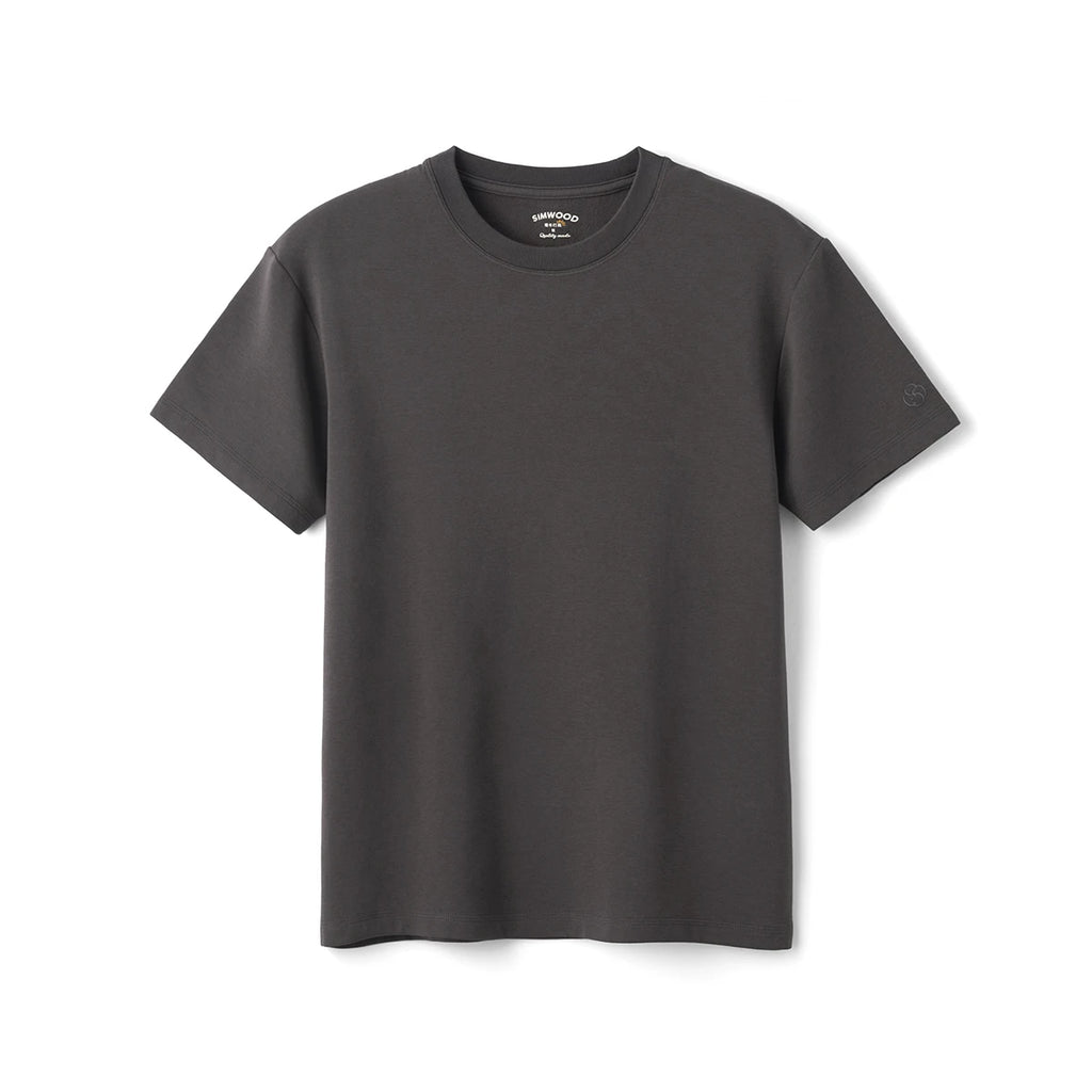 SIMWOOD 2026 Autumn Winter New Warm 260gsm Fabric T-Shirt Regular Fit Thermal Base Layer Comfortable Short Sleeve Tops