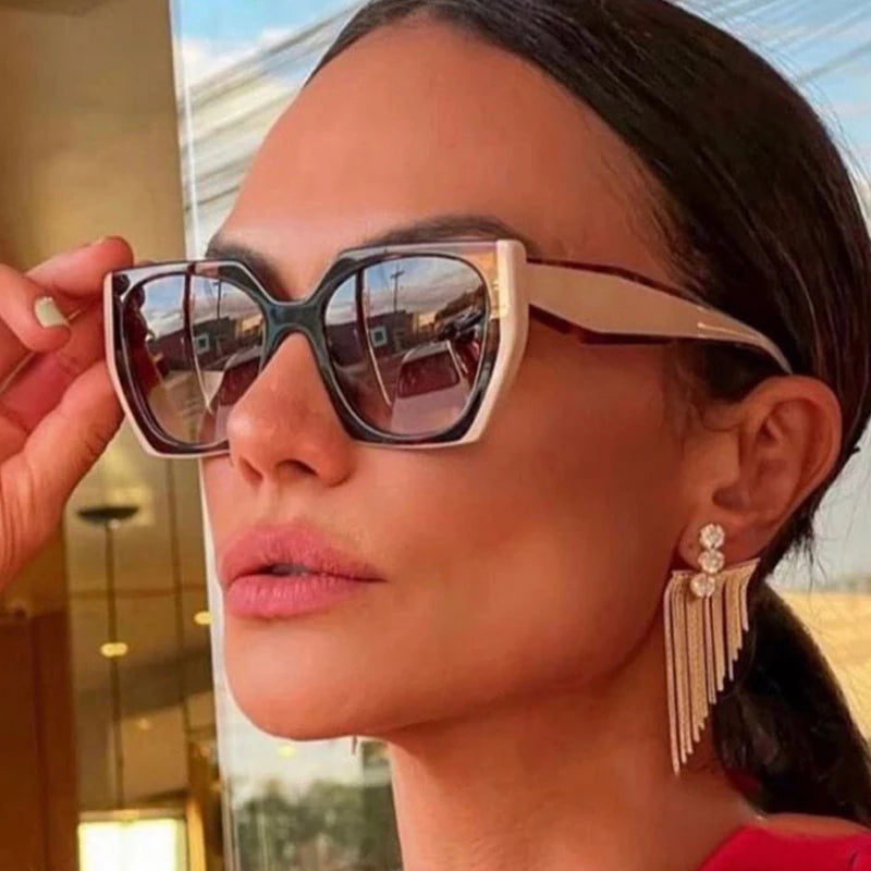 SHAUNA Retro Polygon Cat Eye Women Sunglasses Fashion Brand Designer Colorful Gradient Men Sun Glasses Shades UV400