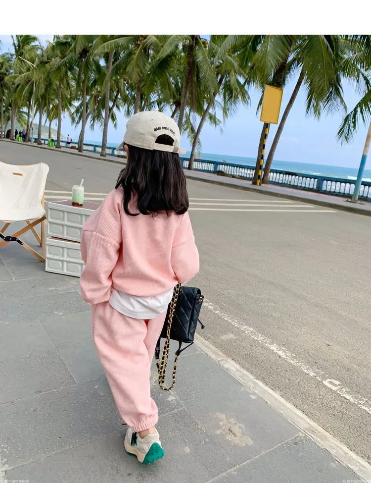 2026 Spring Children's Spring Clothes Round Neck Long Sleeve Sweater Boys and Girls Trendy Baby Stylish Children's Clothing 2PCS