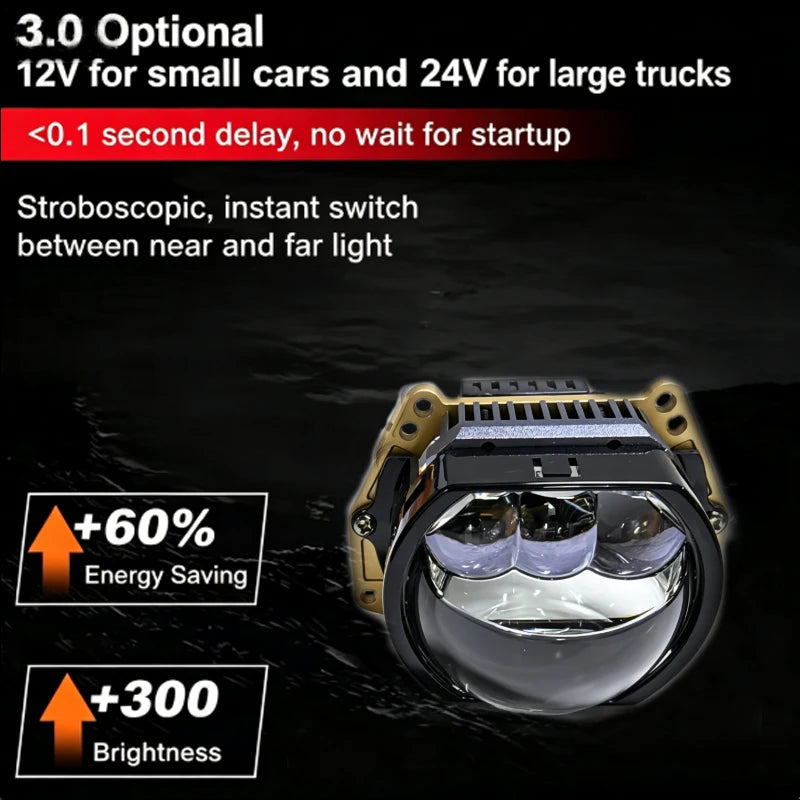 3.0-inch LED lens headlights H4 H7 9005 9006 100W 90000LM3 lens dual high and low beams, suitable for retrofitting headlights