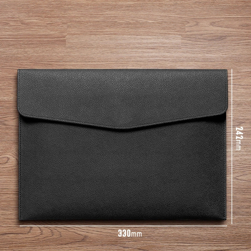 A4 File Folder PU Leather Document Holder Waterproof Portfolio Envelope Folder Case Magnetic Button Customized Initials