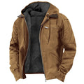 2026 New Fashion European and American Cross-border E-commerce, Solid Color Hooded Cotton Clothes Casual Men's Clothing Velvet Zipper Pocket Jacket Jacket